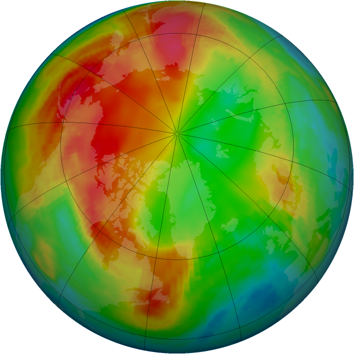 Arctic ozone map for 29 January 2001